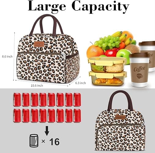 Coobiiya Lunch Box Lunch Bag for Women Adults Men, Reusable Cute Lunch bag - Leakproof, Insulated Lunch Box Tote with Large Capacity, Cooler Container for Work/Travel/Office thumbnail 2