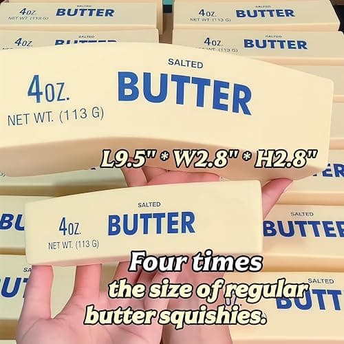 9.5 Inch Butter Squishy Toys, Large Super Soft Butter-Shaped Slow Rising Squishy, Sticky Butter Sticks Squeeze Toys, Realistic Food Squishies Fidget Toys for Decompression Anxiety Relaxation (1 Pcs) thumbnail 3