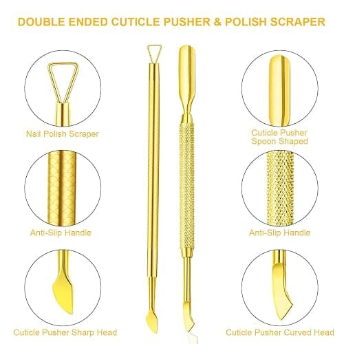 Mudder Acrylic Nail Clippers Kit False Nails Tips Cutter Professional Cuticle Trimmer Nipper Cutter Pusher Remover Stainless Steel Manicure Pedicure Art Tools Set Salon Home(Golden) thumbnail 4