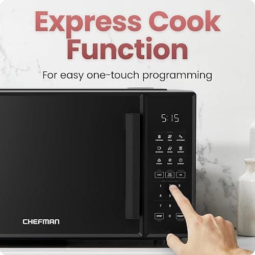Chefman Countertop Microwave Oven 0.9 Cu. Ft., 900 Watts with 10 Power Levels, 6 Cooking Presets with One-Touch Express Cook, Eco Mode, Child Safety Lock, & Mute Button - Black thumbnail 6