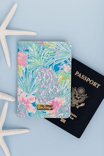 Lilly Pulitzer Vegan Leather Passport Holder, Cute Passport Cover, Travel Wallet with Credit Card Slots, Swizzle In thumbnail 2