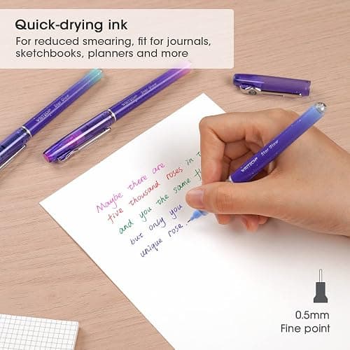 WRITECH Liquid Ink Rollerball Pens: 8ct Assorted Colors Extra Fine Point Tip 0.5mm Roller Ball Rolling Pen for Smooth Writing Coloring Drawing Journaling No Bleed & Smear &Smudge Multi Colored. thumbnail 3