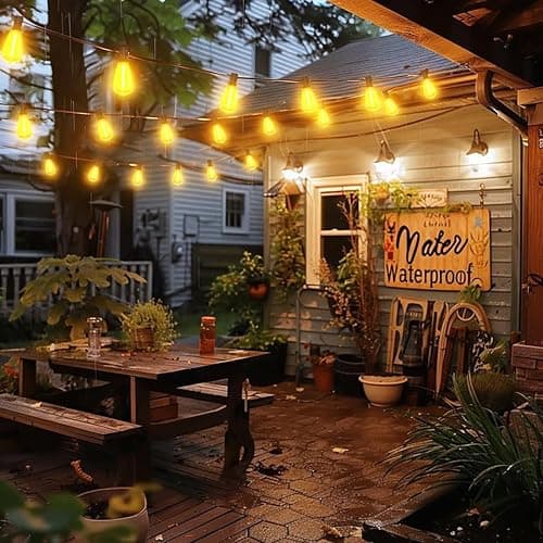LaPitio 100FT Outdoor String Lights, Waterproof Patio Lights with Shatterproof ST38 Vintage Edison Bulbs, Connectable Outside Hanging Lights for Backyard, Porch, Deck, Balcony, Garden, 2700K Dimmable thumbnail 9