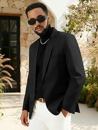 MAGE MALE Men's One Button Suit Jacket Elegant Solid Color Blazers Slim Fit Lightweight Sport Coats Blazer thumbnail 4