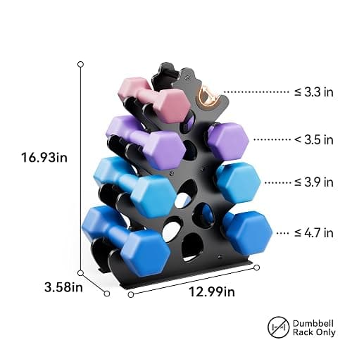 5-Tier | 4-Tier | 3-Tier Dumbbell Rack Only for Home Gym Women Dumbbell Holder with Handle Weight Racks For Free Weights Dumbbell Tower (Dumbbells Not Included) thumbnail 4