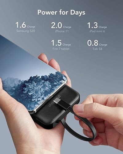 charmast Portable Charger with Built in Cables, Power Bank with Cords Wires, Slim 10000mAh Travel Battery Pack 6 Outputs 3 Inputs 3A Fast Charging for Samsung Google Pixel LG Moto iPhone iPad thumbnail 4
