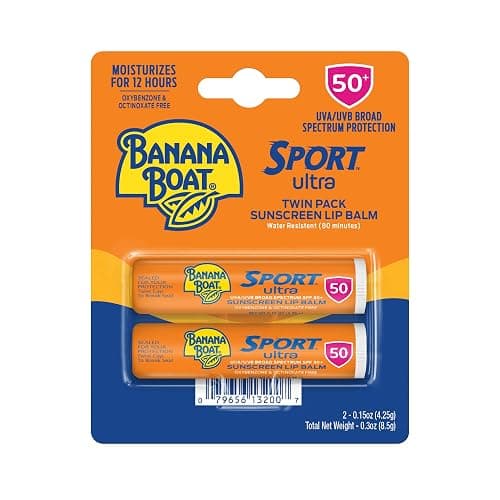 Banana Boat Sport Ultra SPF 50 Lip Sunscreen Twin Pack, Banana Boat Lip Balm SPF 50, Lip Sunblock, Travel Size Sunscreen for Lips, 2 Pack - Image 1