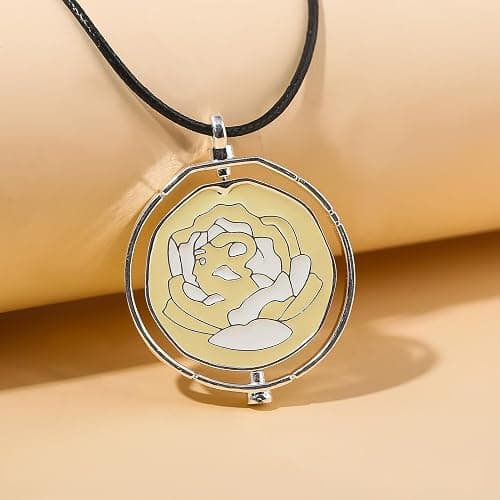 SONGCHANGJEWELRY Elegant Arcane Rose Pendant Necklace - Flip over design with delicately carved flowers - Gift to Witness Love and Friendship thumbnail 9