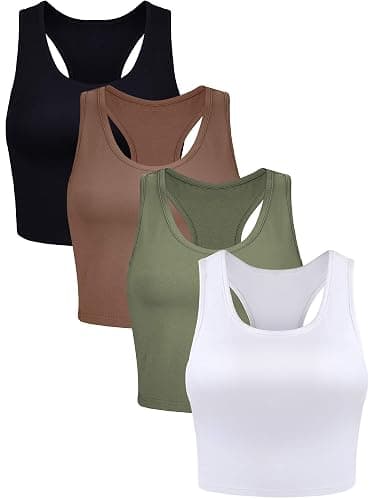 Boao 4 Pieces Basic Crop Tank Tops Sleeveless Racerback Crop Top for Women - Image 1