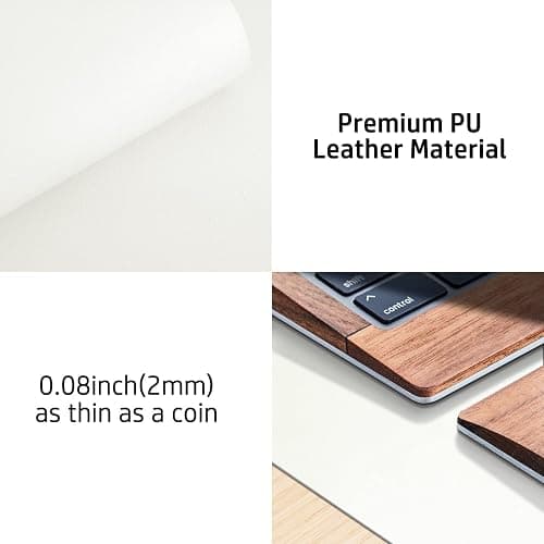 Aothia Leather Desk Pad Protector, Mouse Pad, Office Desk Mat, Non-Slip PU Leather Desk Blotter, Laptop Desk Pad, Waterproof Desk Writing Pad for Office and Home (23.6" x 13.7", Off-White) thumbnail 7