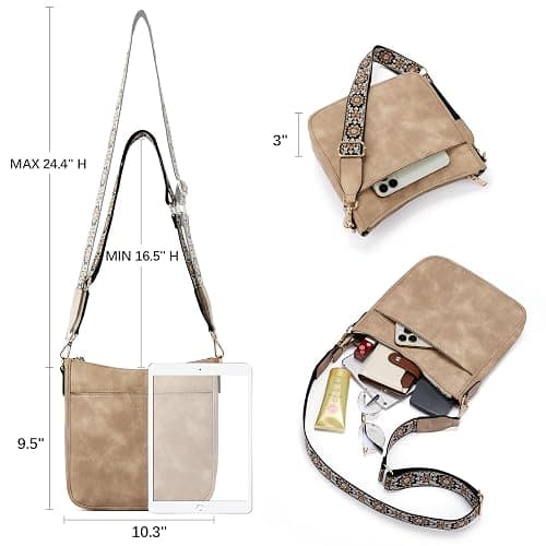 BOSTANTEN Crossbody Bags for Women Trendy Vegan Leather Hobo Purses Shoulder Handbags With Wide Shoulder Strap thumbnail 4