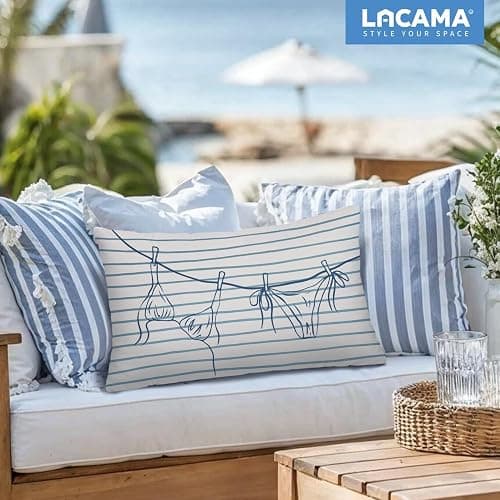 Lacama Coastal Throw Pillow Cover 12x20, Coastal Room Decor, Blue Dorm Decor, Preppy Bikini Prints Decorative Throw Pillow Covers Pillowcases for Couch Bed Girly Room Bedroom Dorm thumbnail 7