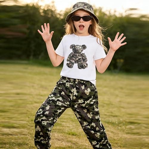 Afsmlys Tween Girl Clothes 2 Piece Outfit Summer Short Sleeve Top + Jogger Pants Spring Fall Clothing Set Size 4-14 Years thumbnail 4