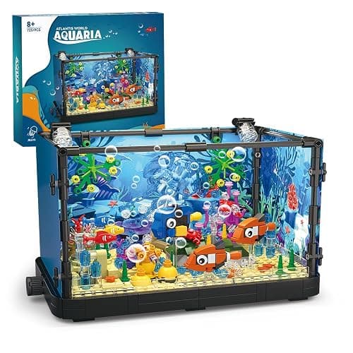 NETEHU 725pcs Fish Aquarium Assembly Blocks, Aquarium, Marine Life, Children's Assembly Blocks Toys for 6 Years and Above, Christmas Toys - Image 1