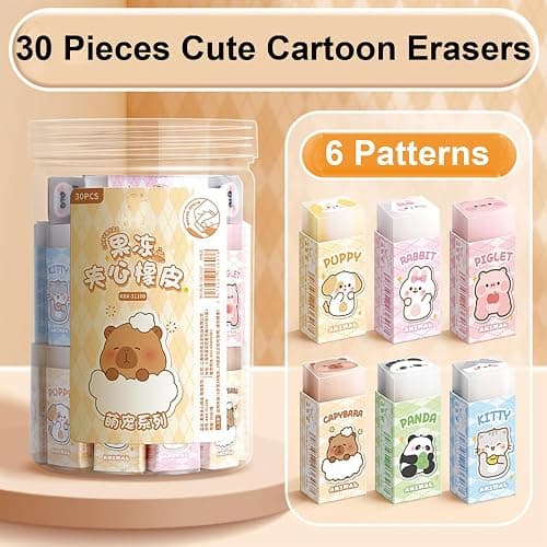 30 Pcs Cute Erasers Cartoon Animal Eraser Kawaii 3D Erasers Pencil Eraser for Students Girls Boys Women School Office Supplies Small Eraser Gift Pack (Animal) thumbnail 3