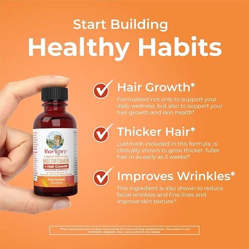 MaryRuth's Liquid Multivitamin + Hair Growth Travel Pack | 8 ct | Biotin 10000mcg | Lustriva Hair Growth Supplement | Clinically Tested in Women for Thicker Hair & Facial Wrinkle | Ages 18+ | 1 Fl Oz thumbnail 5