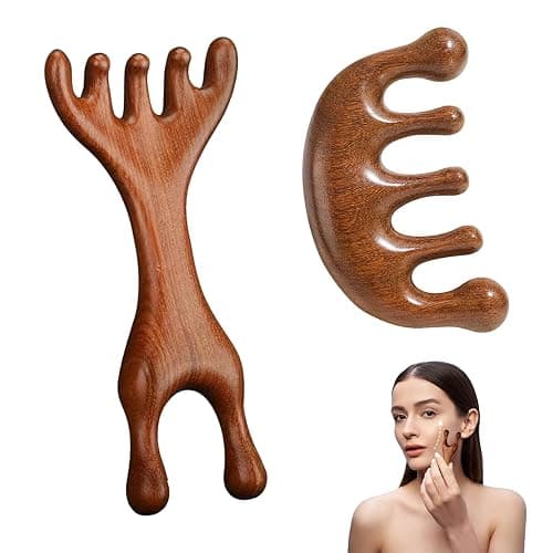 Holz Kopfhaut Massagebürste 2 Stück Kopfmassage Kamm Sauerstoffmassage Massagewerkzeug für entspannende Kopfhautpflege und Durchblutungsförderung ideal für Zuhause oder unterwegs - Image 1