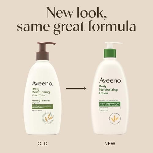 Aveeno Daily Moisturizing Body Lotion, Body Lotion for Dry Skin with Prebiotic Oat, Paraben Free, Fragrance Free, Non-Greasy, Non-Comedogenic Moisturizer, 18 FL OZ thumbnail 2