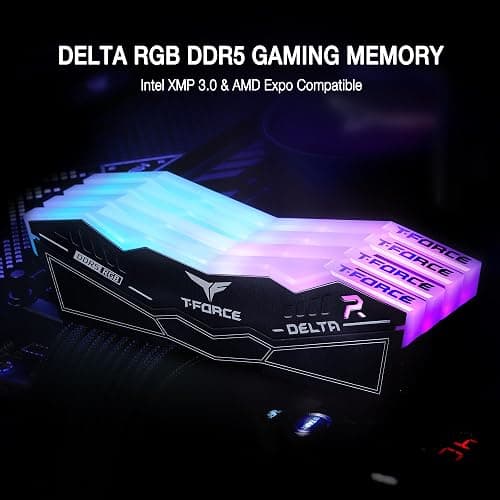 TEAMGROUP T-FORCE DELTA RGB DDR5 Ram 32GB (2x16GB) 6000MHz PC5-48000 CL30 Intel XMP 3.0 AMD Expo Compatible Desktop Memory Black FF3D532G6000HC30DC01 thumbnail 2