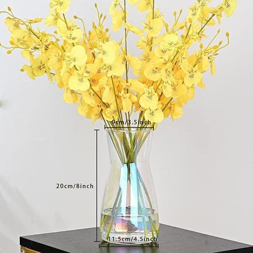 8 inch Iridescent Glass Flower Vases for Centerpiece Table Home Indoor Desk Decor,Ins Modern Boho Style Vase for Wedding Housewarming Gift thumbnail 3