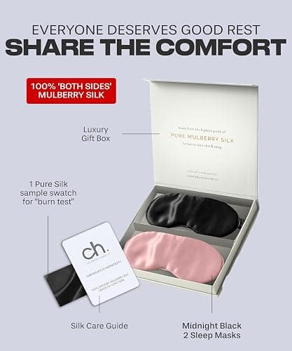 Silk Sleep Mask for Women and Men - Silk Eye Mask for Sleeping, Blindfold, Eye Covers, Pack of 2 thumbnail 4