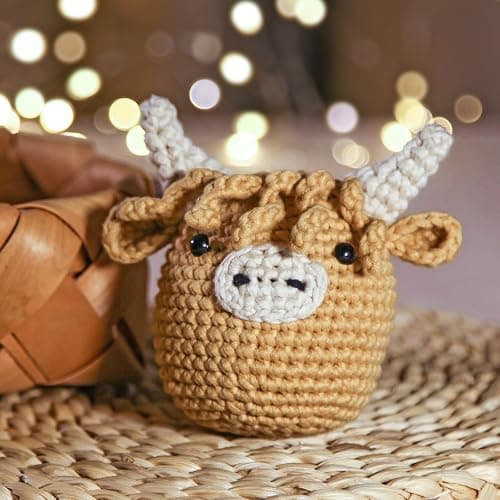 Crochet Kit for Beginners: Highland Cow Crochet Kit, Learn to Crochet, Include Easy Knitting Soft Yarn, Step-by-Step Video Tutorial, Hook, Holiday Birthday Gift for Adults and Teen(30%+ Yarn) thumbnail 7