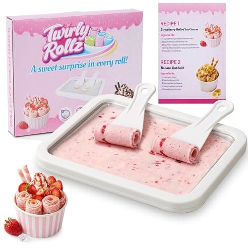Premium Rolled Ice Cream Maker Kit. Recipe Book, Stainless Steel Ice Cream Tray, 2 Spatulas & Gift Ready Box. Homemade Ice Cream Maker. Instant Ice Cream Roller Maker. - Image 1