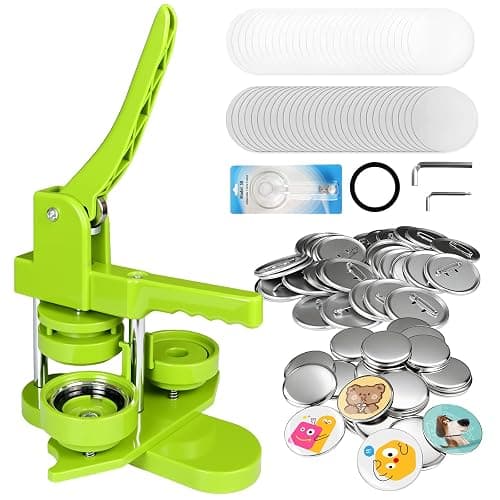 Yunziling 58mm Button Maker Kit with 100-Set DIY Supplies | Create custom pins, souvenirs & crafts easily. No tools or setup—great for gifts, teaching, and DIY fun, green - Image 1