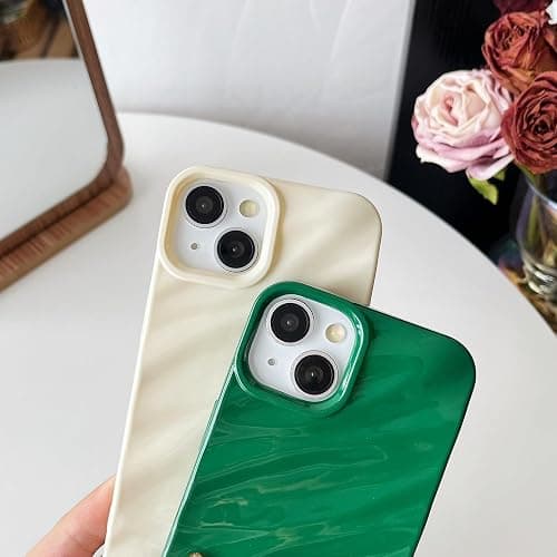 Caseative for iPhone 15 Case,Water Ripple Pattern Curly Wave Shape Soft Phone Case (White) - White thumbnail 4