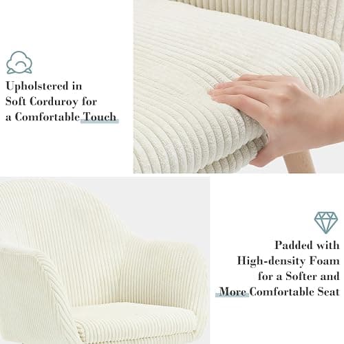 WOLTU Esszimmerstühle 4er Set, Stuhl Esszimmer Esstisch, Küchenstuhl Armlehnstuhl Polsterstuhl, Sessel Wohnzimmer Modern, mit Armlehnen, aus Cord, Massivholzbeine, Beige, EZS26cm-4 thumbnail 6