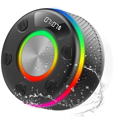 Bluetooth Speaker, Shower Speaker, IP7 Waterproof Portable Speakers Bluetooth 5.4 with HD Sound, RGB Light/LED Display/Hands-Free Call/Suction Cup Perfect for Bathroom Sing-Along Stocking Stuffers - Image 1