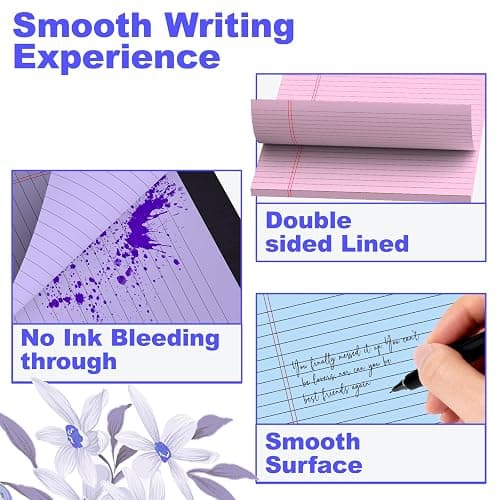 Gehanfai 3 Pack Colored Legal Pads 8.5 x 11 Inch, Wide Ruled Notepads Lined Memo Note Pads, 8.5x11 Inch Micro Perforated Writing Pads 30 Sheets Per Pad for Work Study Daily Note Taking List thumbnail 6