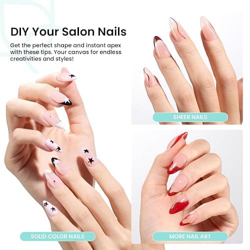 Beetles Tipex Instant Apex Nail Tips Almond Medium 16 Sizes 192 Pcs Pre-Etched Pre-Building Strong Thick Acrylic Tips thumbnail 7