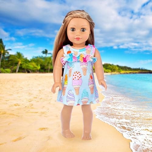 ZITA ELEMENT 11 Pcs American Doll Clothes Dress and Accessories - 5 Sets Doll Outfits + 2 Pairs Shoes thumbnail 2