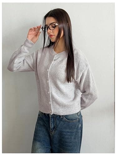 GORGLITTER Women's Button Up Knit Cardigan Open Front Casual Dressy Fall Trendy 2025 Cute Long Sleeve Sweater thumbnail 3
