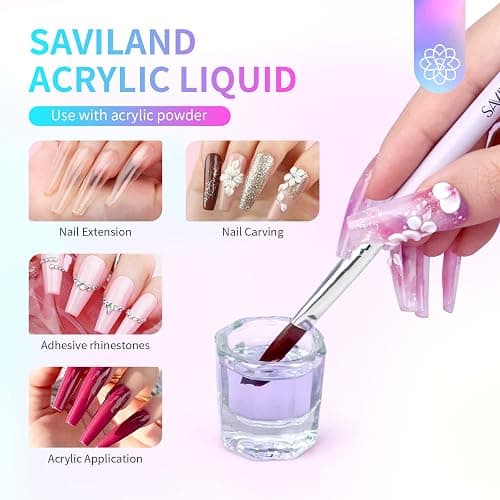 Saviland 120ml Monomer for Acrylic Nails – Acrylic Liquid Monomer for Acrylic Powder Non-Yellowing MMA-Free Formula Acrylic Monomer Liquid for Acrylic Nails Application Nail Extension & Nail Carving thumbnail 2