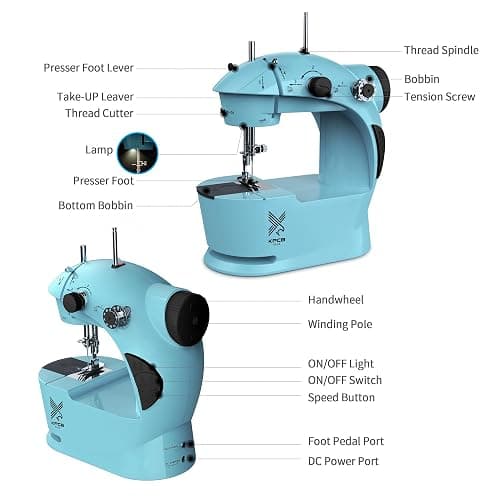 KPCB Tech Mini Sewing Machine with Extension Table and 42PCS Sewing Kit (Blue) - Blue thumbnail 6