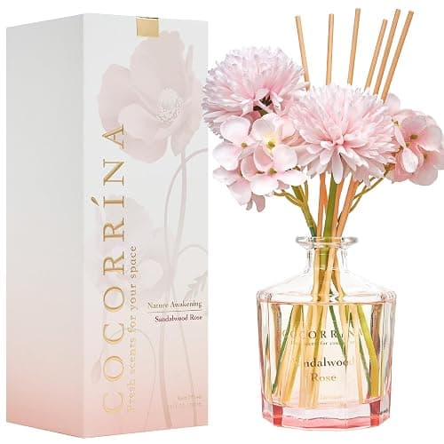 COCORRÍNA Reed Diffuser - Sandalwood Rose 8.5 Fl.oz Flower Reed Diffuser Set with 8 Sticks, Home Fragrance Reed Diffuser for Home Bedroom Office Bathroom Shelf Decor (Master Collection) - Image 1