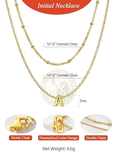 FaithHeart Layered Initial Necklaces for Women - Dainty Non Tarnish Gold/Silver Letter A-Z Necklace Stack Womens Small Initial Necklace Adjustable 16"- 18" Birthday Personalized Jewelry Gifts thumbnail 4