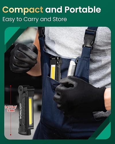 Coquimbo Christmas Stocking Stuffers White Elephant Gifts for Adults Men Him Dad, Rechargeable LED Work Light BBQ Grill Accessories Magnetic Flashlight, Mechanic Light Tools Mens Gifts (2 Pack Black) thumbnail 9