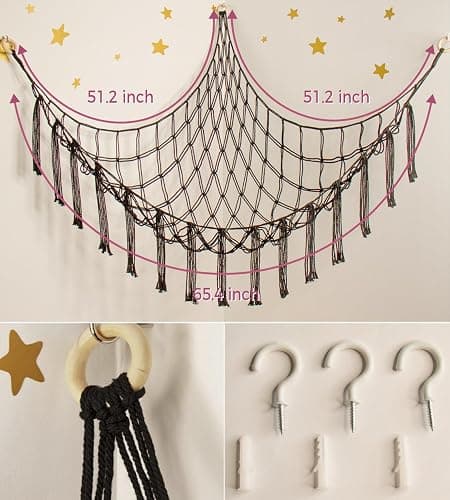 mirolam Stuffed Animal Storage Hammock Net - Toy Hammock Net for Stuffed Animals Corner - Hanging Stuff Animal Organizer Holder Large Organization Boys Room Decor thumbnail 5