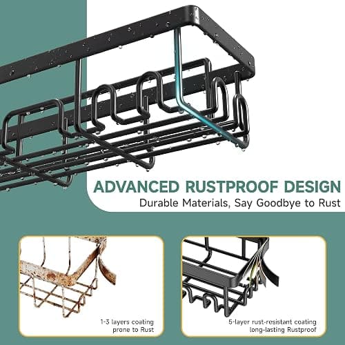 Veken Shower Caddy 6-Pack, Advanced Rustproof Design, No Drilling Adhesive Shelves, Rack with Soap Holder, Large Capacity Bathroom Organizers and Storage, Wall-Mounted Kitchen & Home Decor thumbnail 4