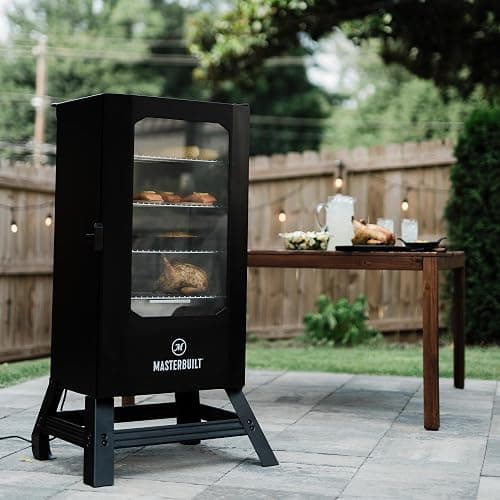 Masterbuilt® 30-inch Digital Electric Vertical BBQ Smoker with Leg Kit, Side Wood Chip Loader and 710 Cooking Square Inches in Black, Model MB20070421 thumbnail 11