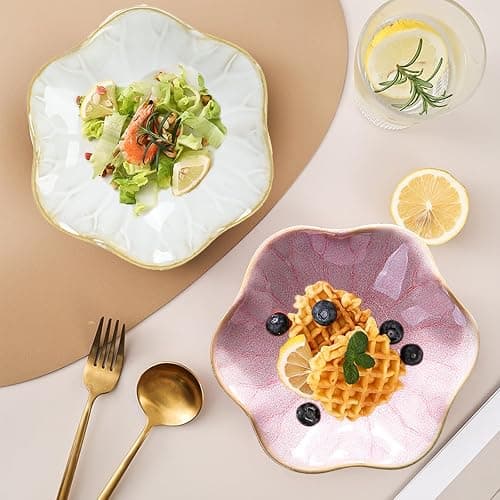 Binoster Ceramic jewelry dish, jewelry tray key tray,small ring dish holder Jewelry Plate trinket tray catchall tray nightstand decor for table room decor SM (4.3 inches, White + Pink) thumbnail 3