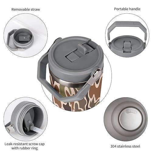 GemGam Stainless Steel Tumbler with Lid And Straw 30 Oz Top Handle Duck Hunter Camouflage Leakproof Vacuum Insulated Water Bottle for Car Travel thumbnail 3