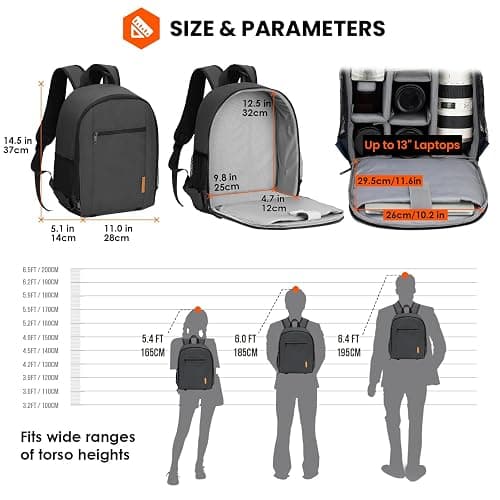 TARION Camera Backpack Bag Small - Professional DSLR Photography Case with 13 inch Laptop Compartment & Waterproof Rain Cover & Bottom Tripod Holder for Men Women Photographers - Black TB-S thumbnail 8