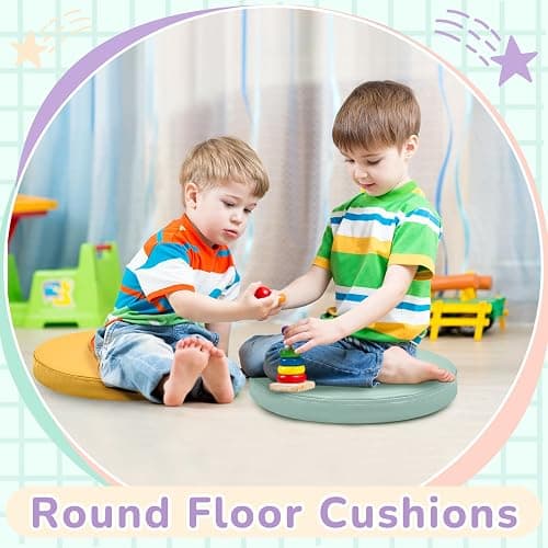 Juexica 8 Pcs Extra Thick Flexible Seating Floor Cushion Assorted Colored Floor Pillow Classroom Seat Cushion Soft Classroom Seating for Kid Learning(Hippie Boho,13.8 x 13.8 x 2 Inch,Round) thumbnail 5