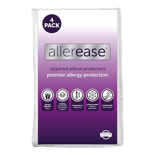 Set of 4 Standard/Queen AllerEase Pillow Protectors - Temperature Balancing, Allergist Recommended - Premium Breathable, Zippered Protectors - Image 1