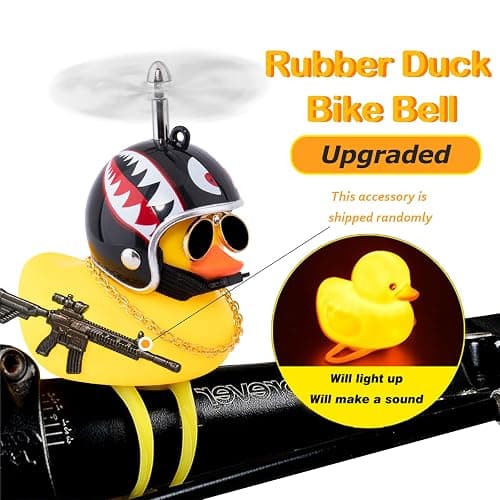 wonuu Rubber Duck Bike Bell, Squeeze Ducks with Helmet for Cycling Car Dashboard Decorations Motorcycle Bicycle Accessories thumbnail 2