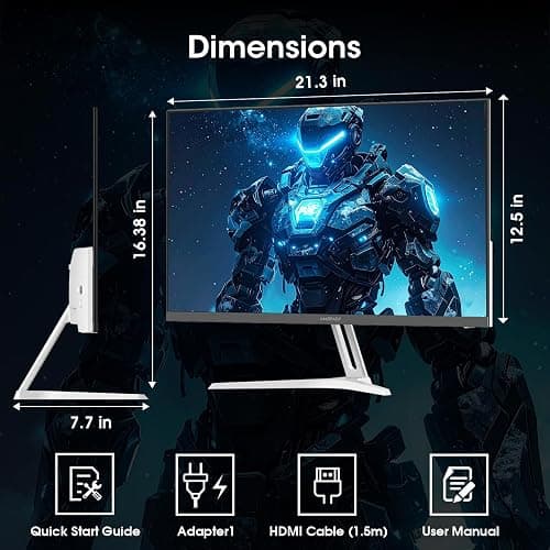 Amzfast 24 Inch Gaming Monitor 200Hz FHD 1080p Fast IPS Computer Monitor, 110% sRGB 1ms HDR Support Adaptive Sync, Eye Care VESA Mount HDMI 2.0 | Display Port 1.4 White Monitor, AMZG24X1W thumbnail 9